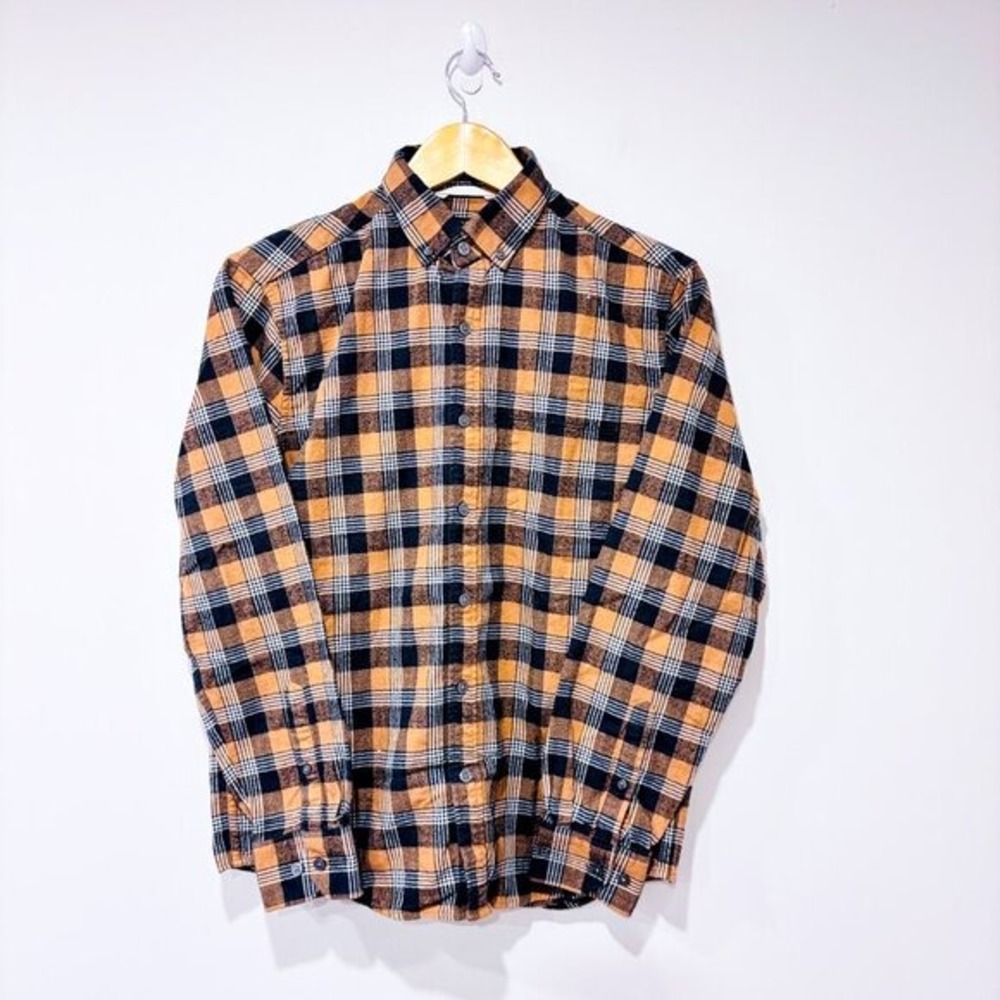 RW&CO. Brown Plaid Cotton Flannel Shirt Long Sleeve Button-Down Small